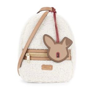 FURLA Faux Shearling & Leather Shoulder Bag